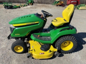 2021 John Deere X580 Garden Tractor mowing large lawn