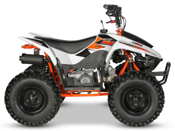 KAYO FOX AY70-2 ATV front view with sporty graphics