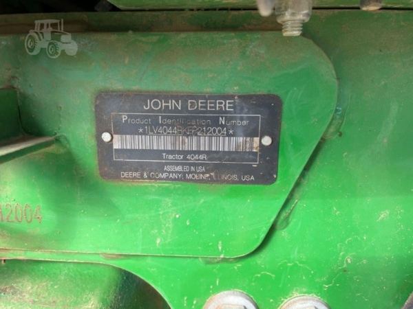 2015 John Deere 4044R tractor in action on the field